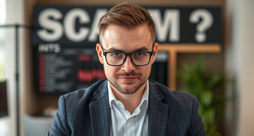 Man evaluating scam or legit